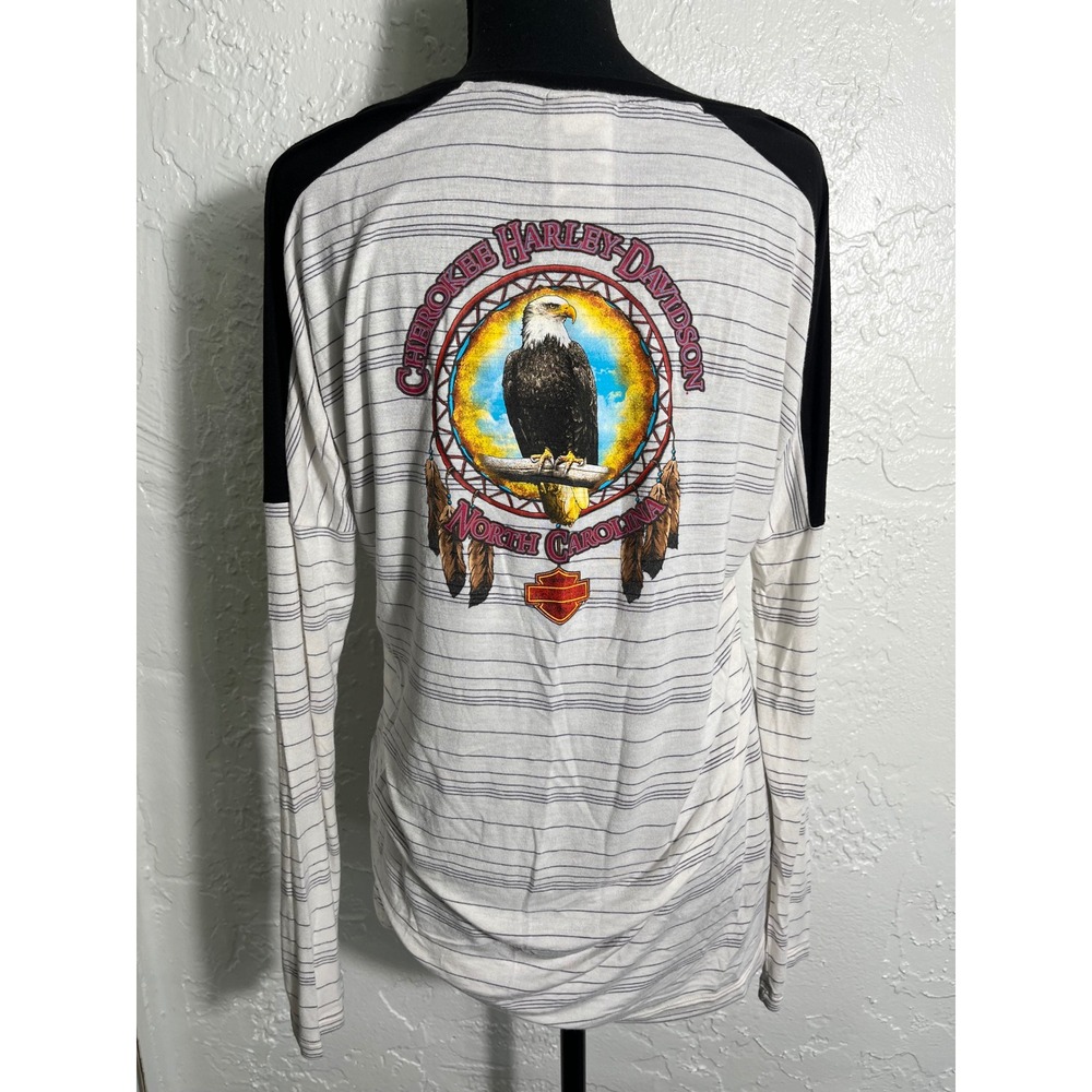 Harley-Davidson Cherokee NC Eagle Skull Long Sleeve Top Women's Small - Picture 4 of 7